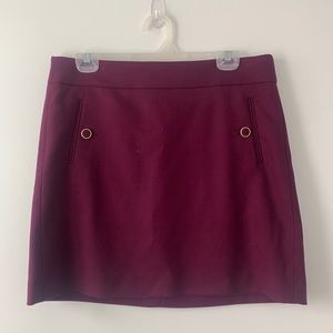 LOFT Wine-Colored Mini Skirt w/Button Pockets
